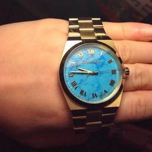 *SALE* Michael Kors Channing turquoise/ gold watch
